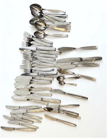 Posate Vintage in Metallo Argentato / Acciaio Inox – Stile Modernista / Art Déco (Lotto Misto, circa 30 pezzi)
