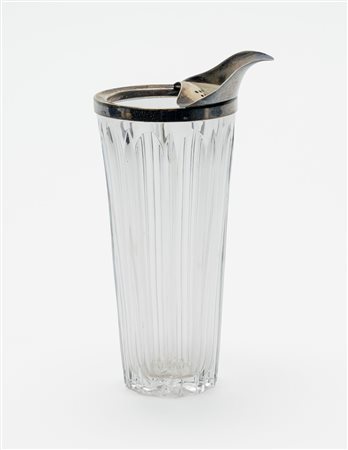 Mixing glass in cristallo con bordo in metallo argentato e con stirrer