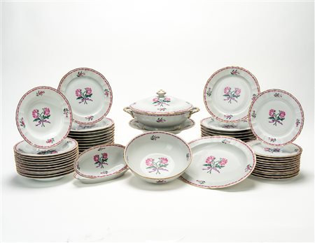 Servizio di piatti in porcellana "Les Deux Roses" L.Bernardaud & Co., Limoges, Francia
