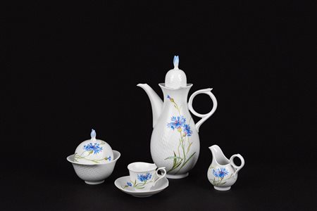 Servizio da caffè da dieci in porcellana Wellenspiel Blu Cornflower, Meissen