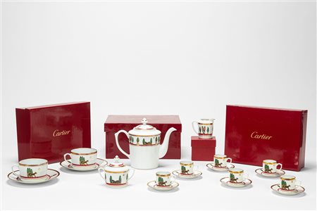 Servizio da caffè e tè "Panthère" in porcellana. La Maison de Louis Cartier, Limoges, Francia, 1988