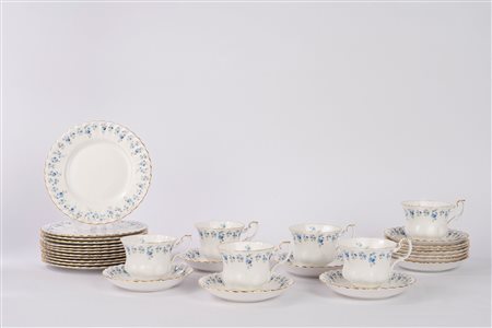 Servizio da tè da 12 in porcellana bianca decorata con non-ti-scordar-di-me, Royal Albert Memory Lane