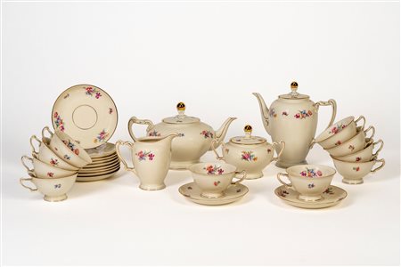 Dieci tazze da tè con undici piattini, teiera, caffettiera, lattiera e zuccheriera in porcellana. Heinrich & Co. - Selb (Bavaria)