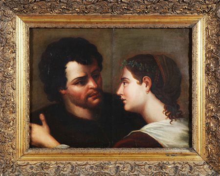 ARTISTA NEOCLASSICO Due volti. Olio su tela. Cm 65,00 x 45,00. Al retro...