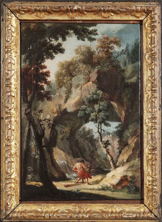 BONAVIA CARLO (1755 - 1788) Ercole che affronta il Leone. Olio su tela. Cm...