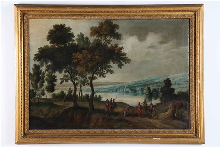 ARTISTA NORDEUROPEO DEL XVII SECOLO Gesù e il centurione. Olio su tela. Cm...