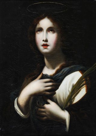 DOLCI CARLO (1616 - 1686) Seguace di. Sant'Agnese. Olio su tela. Cm 49,00 x...