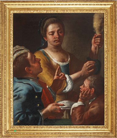TRAVERSI GASPARE (1722 - 1769) La filatrice. Olio su tela. Cm 63,00 x 75,00....