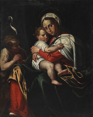 CAVAGNA GIOVANNI PAOLO (1556 - 1627) Madonna con Bambino e San Giovannino....