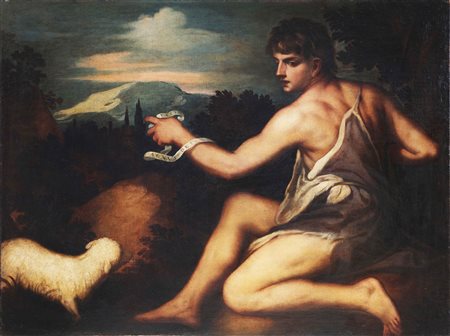 BORDONE PARIS (1500 - 1571) San Giovanni Battista. Olio su tela. Cm 132,00 x...