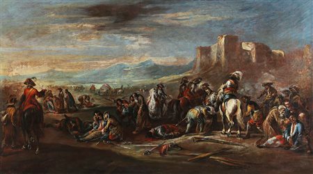 SIMONINI FRANCESCO (1686 - 1753) Dopo la battaglia. Olio su tela. Cm 222,80 x...