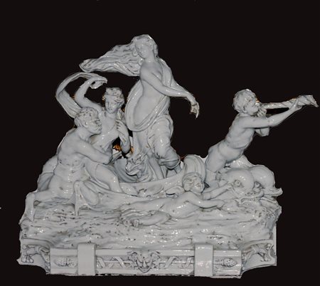 MANIFATTURA TEDESCA DEL XVIII SECOLO Nascita di Venere. Porcellana. Cm 36,00...