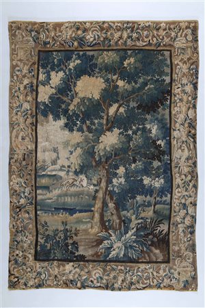 MANIFATTURA FRANCESE DEL XIX SECOLO Arazzo con decorazioni a paesaggio....