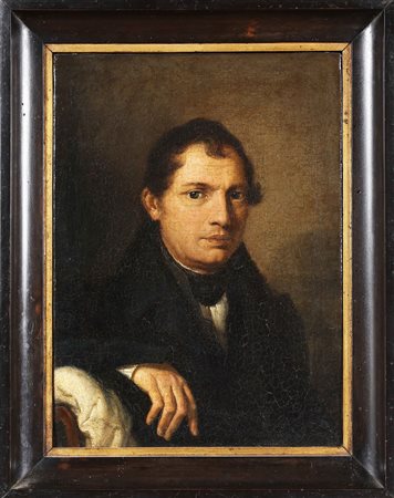ARTISTA DEL XIX SECOLO Ritratto d'uomo. Olio su tela. Cm 21,00 x 28,00. Opera...