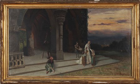 ALTAMURA SAVERIO FRANCESCO (1826 - 1897) Dopo la messa. Olio su tela . Cm...