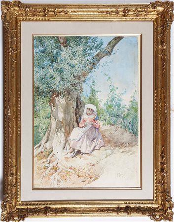 JORIS PIO (1843 - 1921) Ciociara. 1906. Acquarello su carta. Cm 39,00 x...