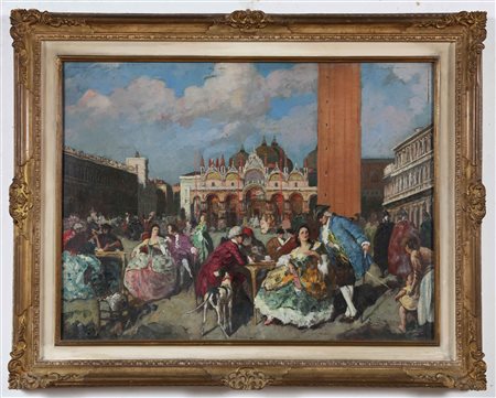 ZAGO ERMA (1880 - 1942) Piazza San Marco. Olio su tavola. Cm 60,00 x 46,00....