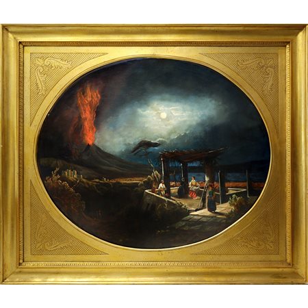 Joseph  Rebell (attribuito a) (1787 - 1828)  - Eruzione notturna del Vesuvio , 19° century
