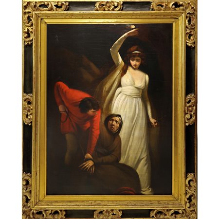 Donna Menzia libera Gil Blas dalla prigionia nella caverna di donna Leonarda , 19° century