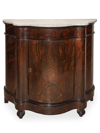 Credenza bassa con sportello centrale e marmo al piano, 19° century