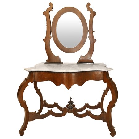 Toletta siciliana con specchiera ovale e marmo al piano Luigi Filippo, 19° century