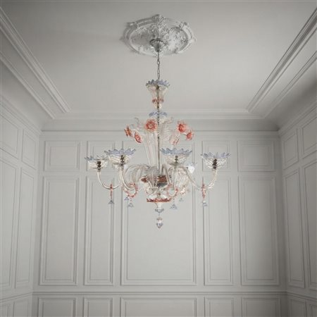 Lampadario in vetro di Murano policromo