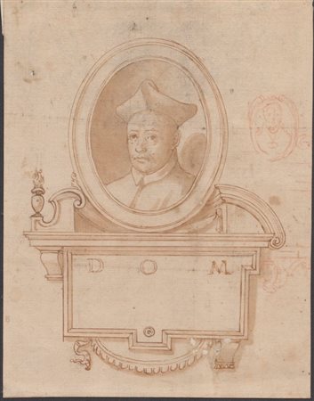 Taddeo Zuccaro (cerchia di) (Sant'Angelo in Vado, 1529 - Roma, 1566) 
Studio per un monumento funebre 
 