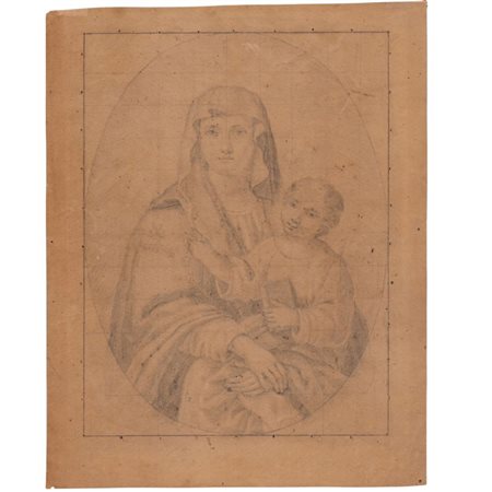 Sassoferrato (cerchia di) (Sassoferrato, 1609 - Roma, 1685) 
Studio per Madonna col Bambino 
 