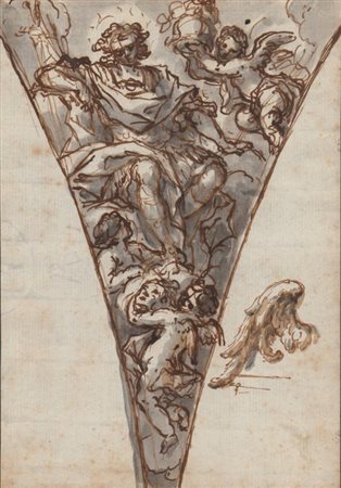 Pietro Antonio De Pietri (attribuito a) (Novara, 1669 - Roma, 1716) 
Studio di figure per un pennacchio 
 