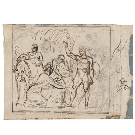 Giuseppe Bossi (attribuito a) (Busto Arsizio, 1777 - Milano, 1815) 
Studio per una scena con i soldati romani 
 