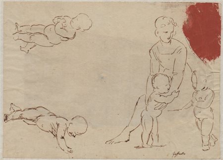 Francesco Coghetti (Bergamo, 1802 - Roma, 1875) 
Studio per Madonna col bambino con figure di putti  
 