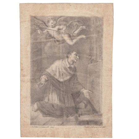 Pietro Camuccini (Roma, 1761 - 1833) 
S. Carlo Borromeo in preghiera, da Andrea Commodi  
 