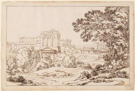Tommaso Minardi (Faenza, 1787 - Roma, 1871) 
Paesaggio con rovine classiche 
 