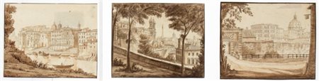 Antonio Acquaroni (Civitavecchia, 1796 - Roma, 1874) 
Porto di Ripetta | Trinità dei Monti | Porta Angelica 
 