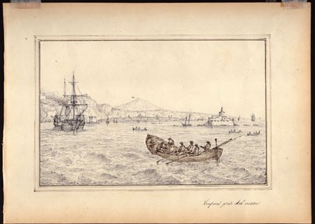 Antonio Senape (attribuito a) (Roma, 1788 - Napoli, 1842) 
Trapani preso dal mare 
 