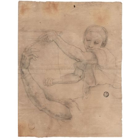  
Studio per una figura femminile che stende un rotolo di carta inizi XIX secolo
 