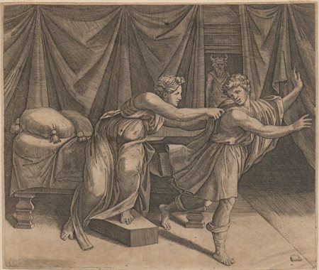 Marcantonio Raimondi (c. 1480 - 1534) 
Giuseppe e la moglie di Putifarre 
 
