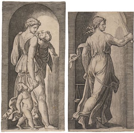 Marcantonio Raimondi (c. 1480 - 1534) 
Carità | Giustizia  
 