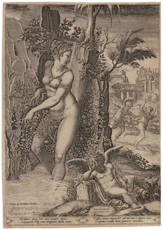 Giorgio Ghisi (Mantova, 1520 - 1582) 
Venus e la rosa, da Luca Penni 
 