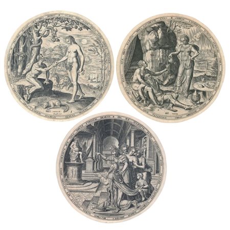 Philip Galle (1537 - 1612) 
Eva offre ad Adamo il frutto proibito | Lot e le sue figlie | L’idolatria di Salomone 
 