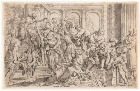 Francesco Brizio (Bologna, c. 1574 - 1623) 
San Rocco distribuisce l'elemosina ai poveri, da Annibale Carracci 
 