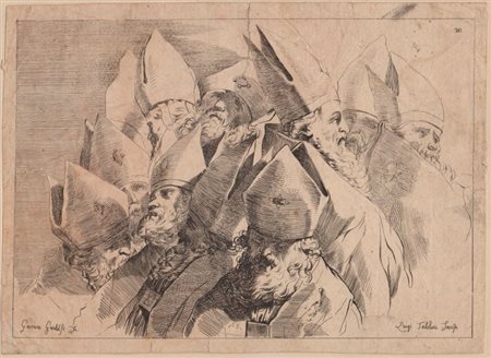 Luigi Tadolini (1758 - 1823) 
Studio di teste di vescovi, da Gaetano Gandolfi 
 
