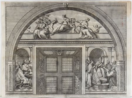 Pietro Aquila (1630 - 1692) 
Affresco nella stanza della segnatura, da Raffaello 
 