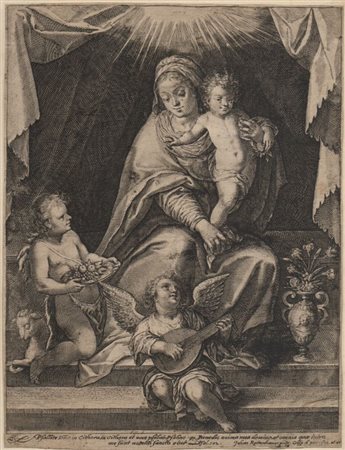 Crispijn de Passe I (c. 1564 - 1637) 
Madonna col Bambino e angeli  
 