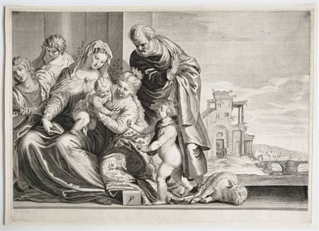 Theodor Dirk Matham (Haarlem, 1605 - Amsterdam, 1676) 
Matrimonio mistico di santa Caterina d'Alessandria, da Paolo Veronese 
 