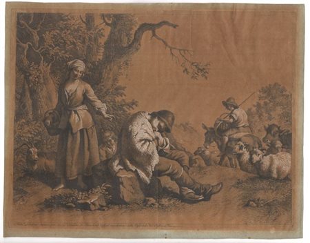 Francesco Londonio (Milano, 1723 - 1783) 
Pastorello dormiente, donna, bambino e pastore 
 