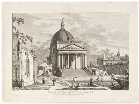 Joseph Wagner (1706 - 1786) 
Prospetto della Chiesa di S. Simeone Appostolo con alcune fabbriche d'invenzione del pittore, da Canaletto 
 