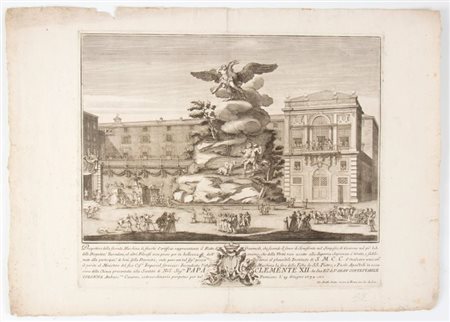 Giovanni Battista Sintes (Roma, 1680 ca. - 1760 ca.) 
Prospettiva della seconda macchina de fuochi d'artificio rappresentante il Ratto di Ganimede 
 