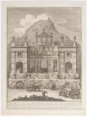 Giuseppe Vasi (Corleone, 1710 - Roma, 1782) 
Disegno della Seconda Machina rappresentante il Monte Testaccio con abitazione, da Giuseppe Palazzi 1778
 