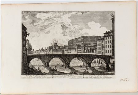 Jean Barbault (after) (1705 - 1766) 
Veduta di Ponte Sisto | Spiaggia del Tevere verso la Bocca della Verità | Veduta della Piazza di Monte Citorio anonimo incisore del XVIII secolo
 
